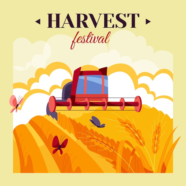 Vector flat harvest festival celebration illustration