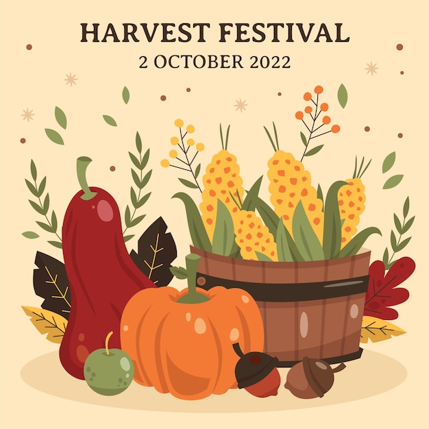 Vector flat harvest festival celebration illustration