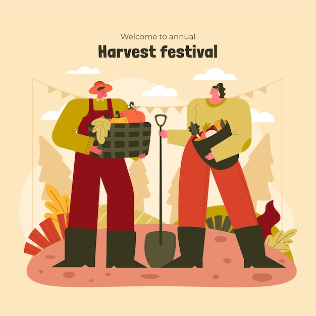 flat harvest festival illustration