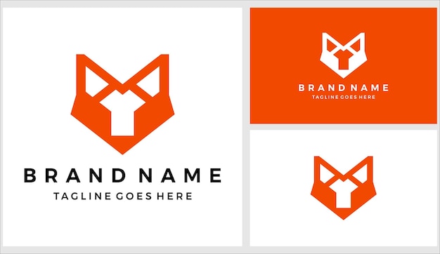 Flat head fox logo design vector