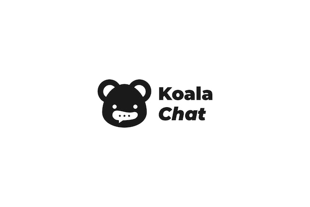 Vector flat head koala chat logo design vector illustration idea