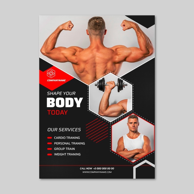 Vector flat health and fitness banners with photo