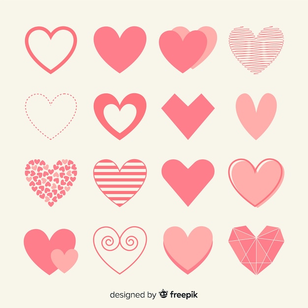 Vector flat heart collection