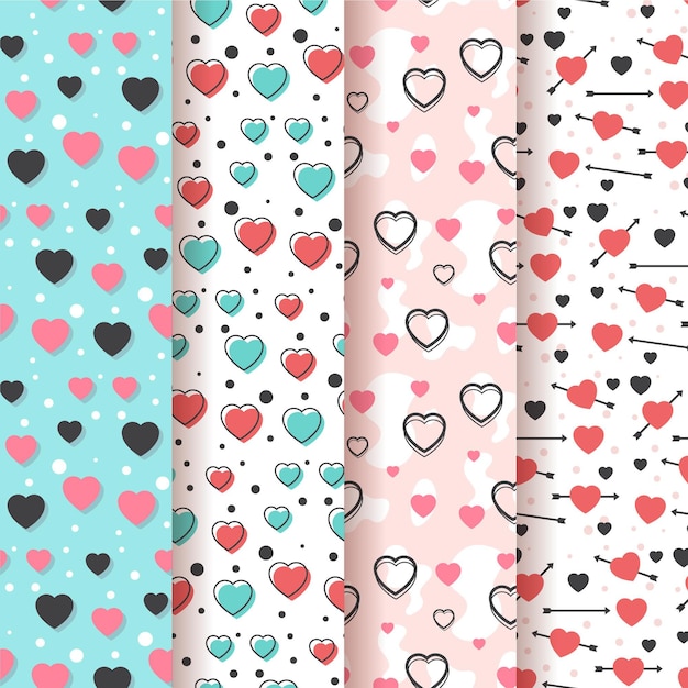 Flat heart pattern collection