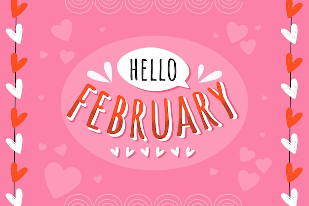 Vector flat hello february background