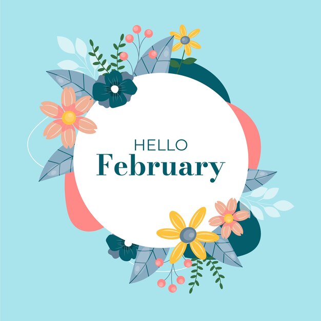 Vector flat hello february background