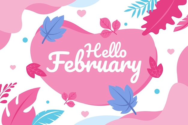 Vector flat hello february background