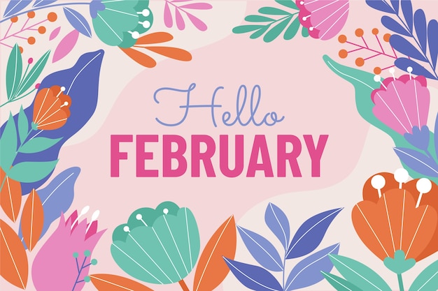 Vector flat hello february background