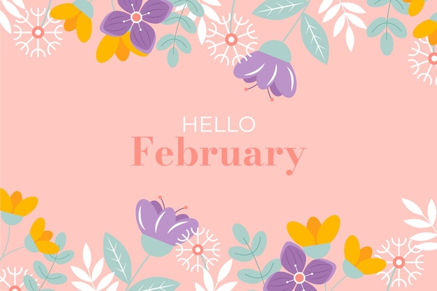 Vector flat hello february background