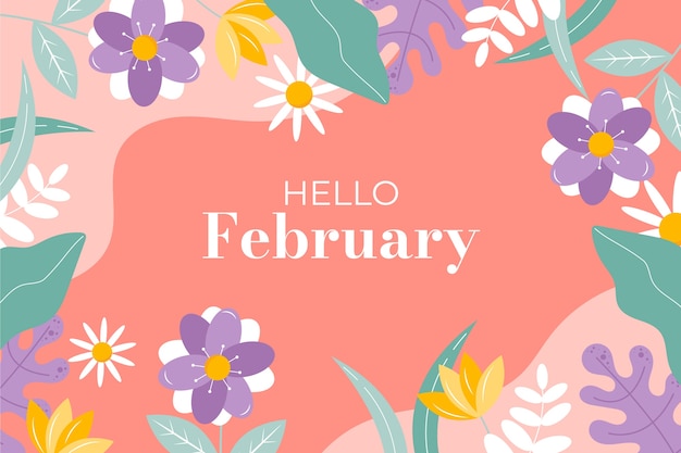 Vector flat hello february background