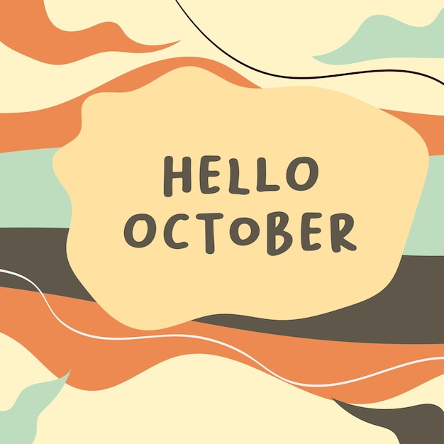 Flat hello october lettering vector