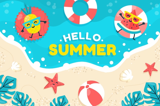 Vector flat hello summer background