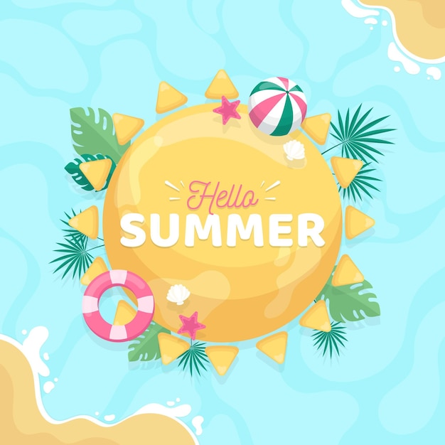 Flat hello summer illustration