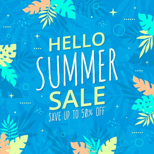 Flat hello summer sale illustration