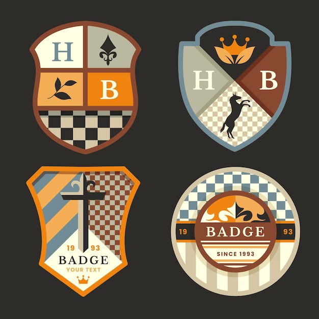 Flat heraldische badge set collectie