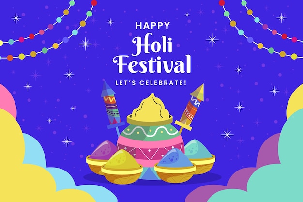 Vector flat holi background