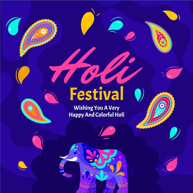 Flat holi festival celebration illustration