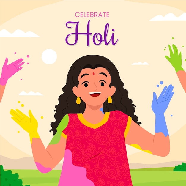 Flat holi festival celebration illustration