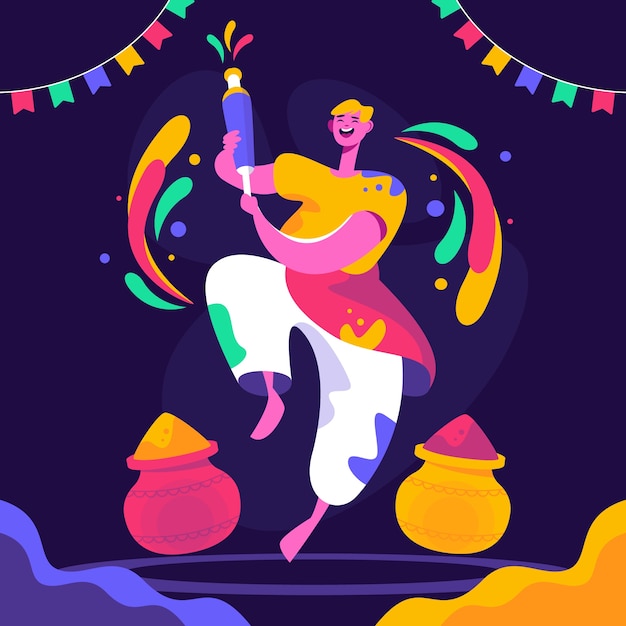 Flat holi festival celebration illustration