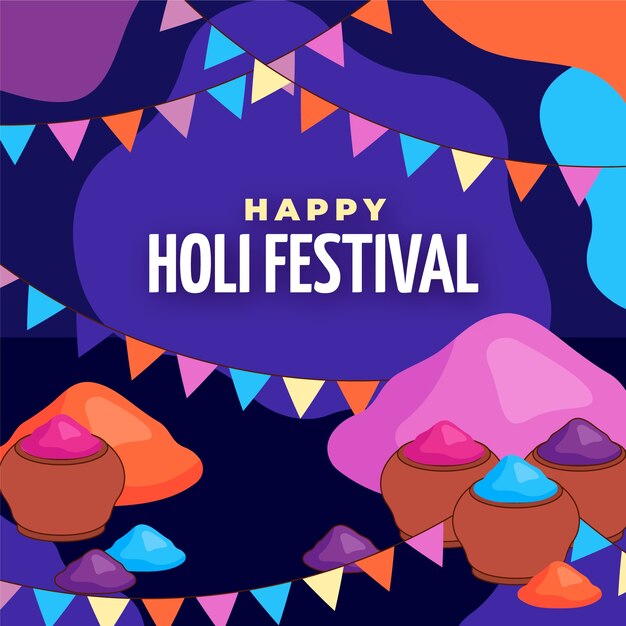 Illustrazione piatta del festival di holi