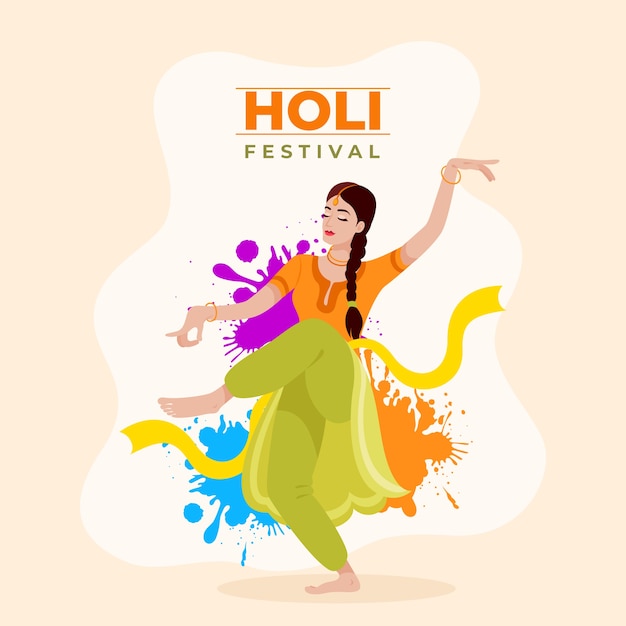 Vector flat holi festival illustration