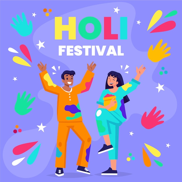 Vettore illustrazione di holi piatto