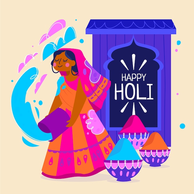 Illustrazione di holi piatto