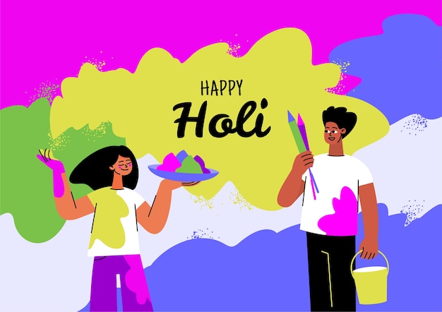 Vettore illustrazione di holi piatto