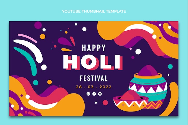 Vector flat holi youtube thumbnail