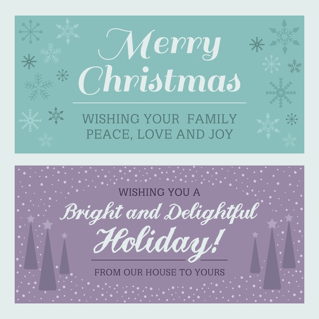 Vector flat holiday greeting banner set for family