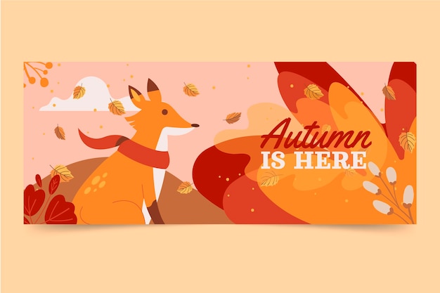 Flat horizontal autumn banner