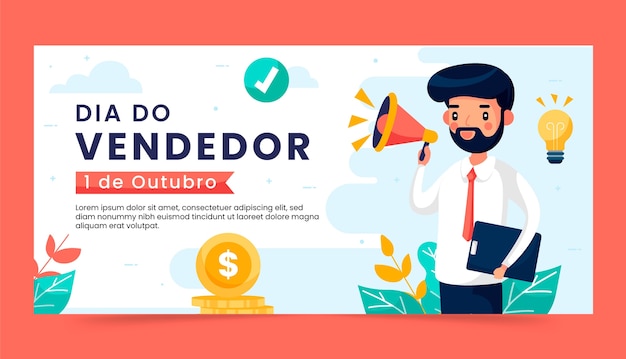 Vector flat horizontal banner template for dia do vendedor