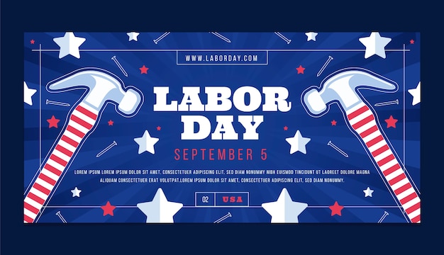 Vector flat horizontal banner template for labor day celebration