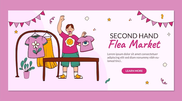 flat horizontal banner template for second-hand flea market