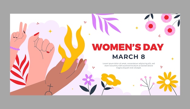 Vector flat horizontal banner template for women's day celebration