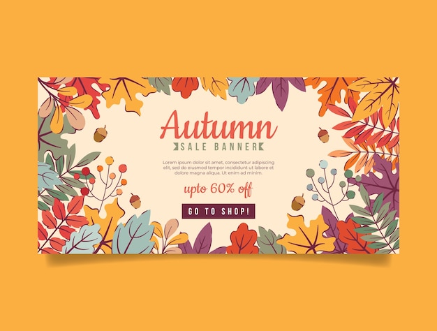 Flat horizontal sale banner template for autumn season celebration