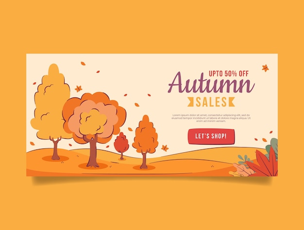 Flat horizontal sale banner template for autumn season celebration