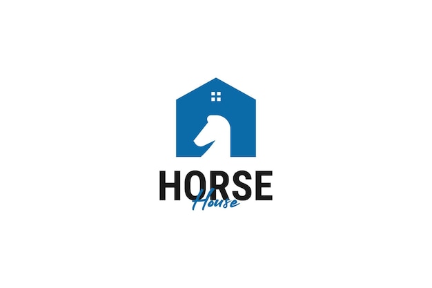 Flat horse house logo design vector template illustration