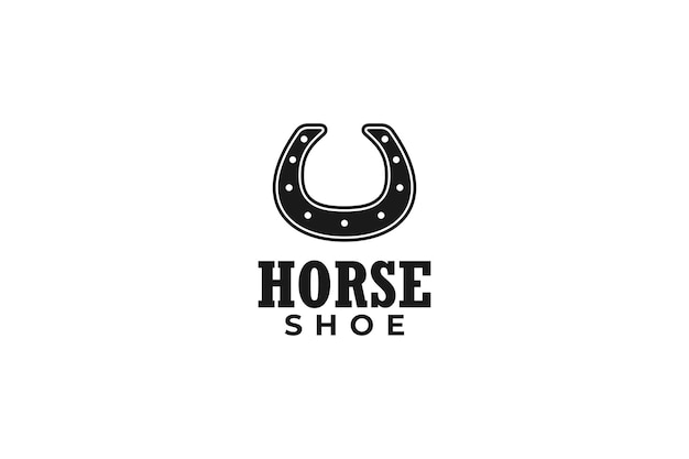 Flat horse shoe logo design template illustration