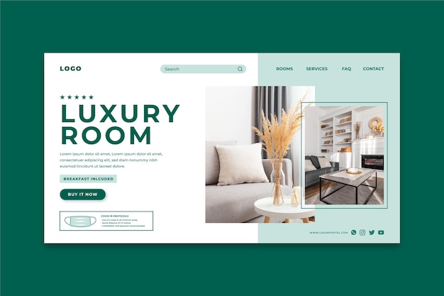 Vector flat hotel banner template with photo