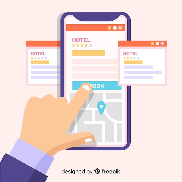 Flat hotel booking application background