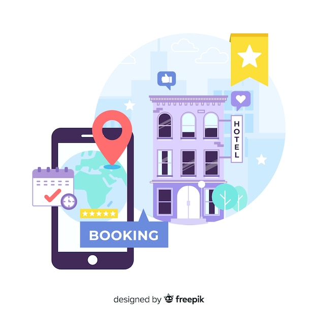 Flat hotel booking application background