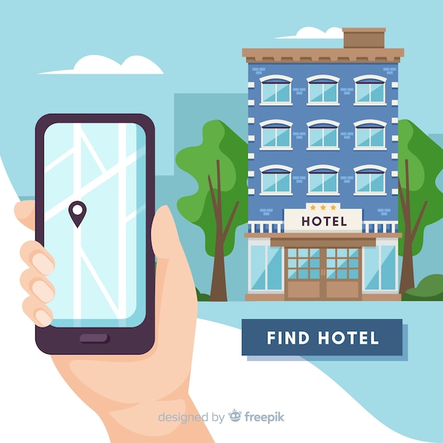Flat hotel booking application background