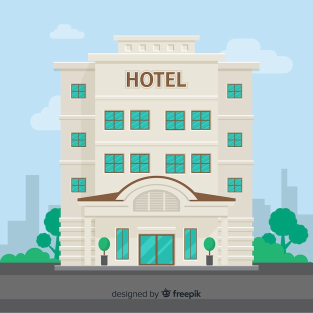 Vector flat hotel building background