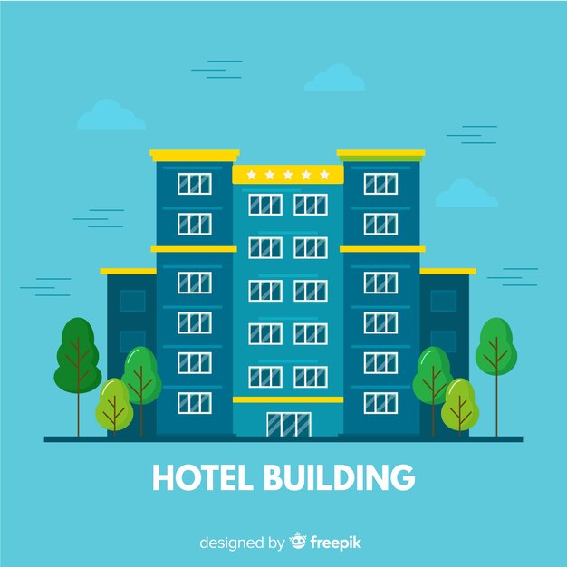 Vector flat hotel building