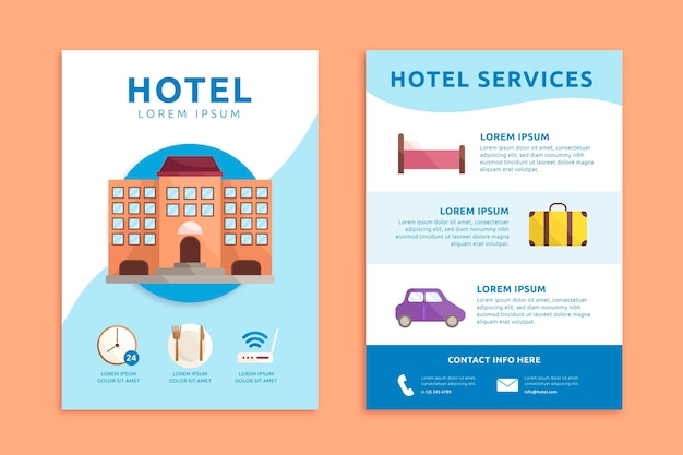 Vector flat hotel information flyer template