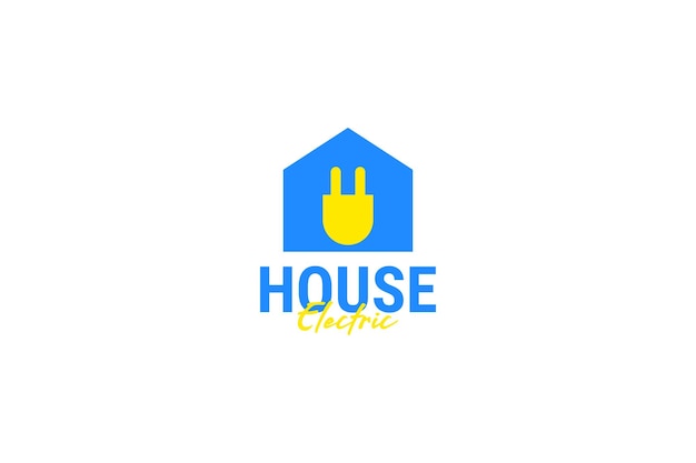 Flat house and plug logo design vector template illustration