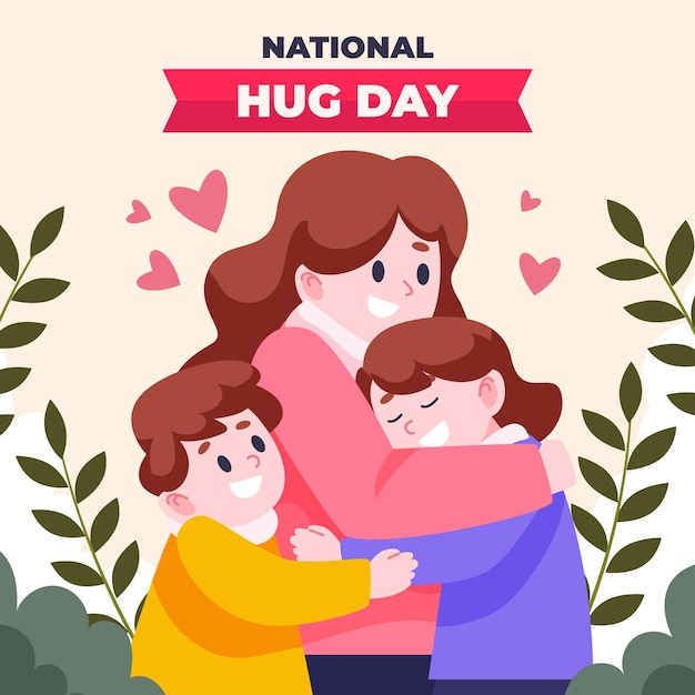 Vector flat hug day illustration