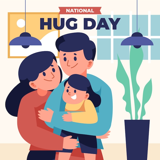 Flat hug day illustration