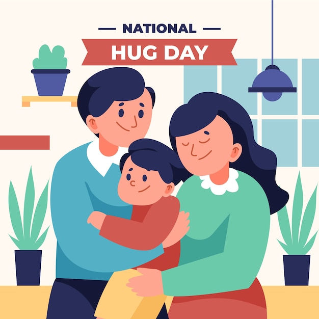 Vector flat hug day illustration